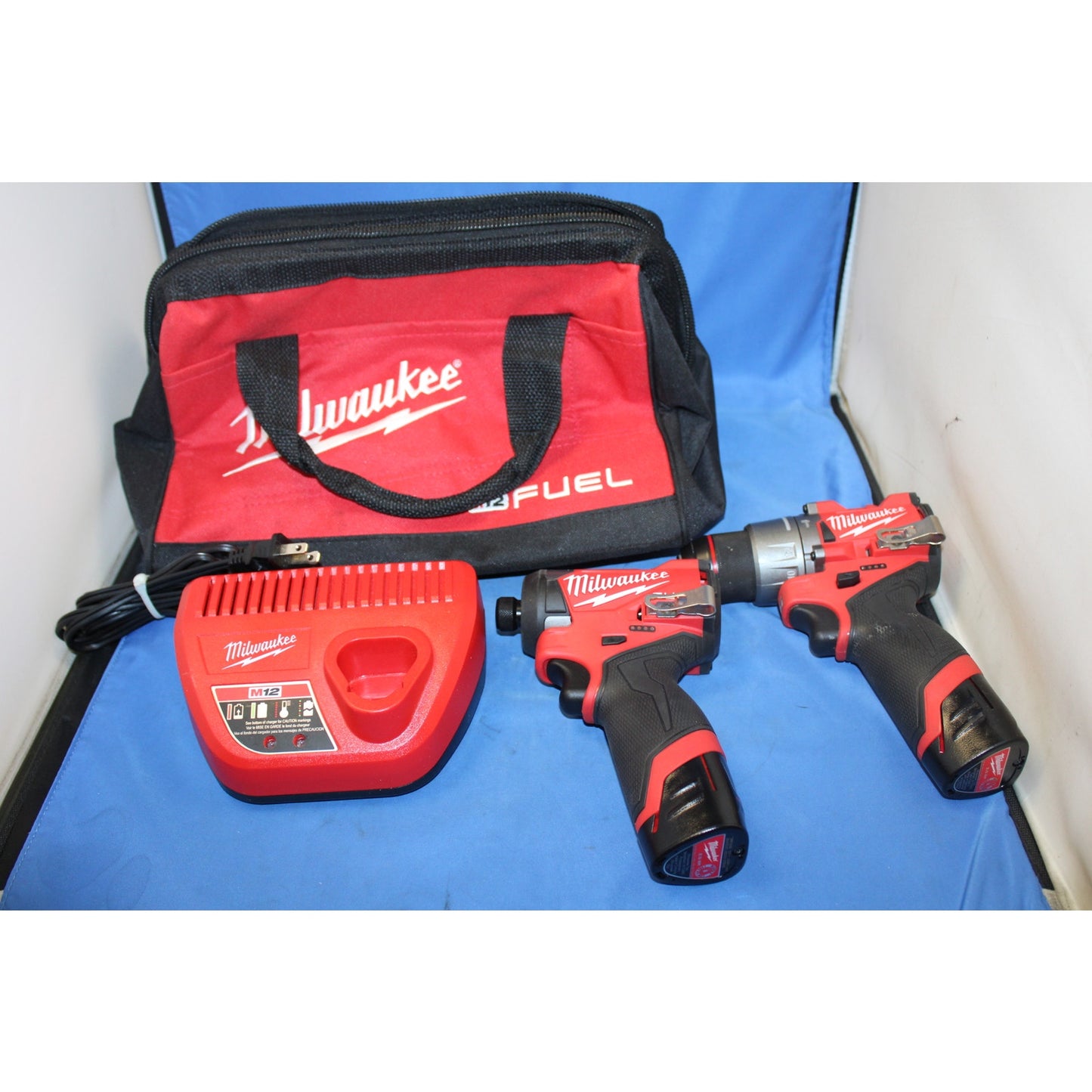 Milwaukee 3404-20 1/2" Hammer Drill + 3453-20 1/4" Hex Impact Driver M12 12v Kit